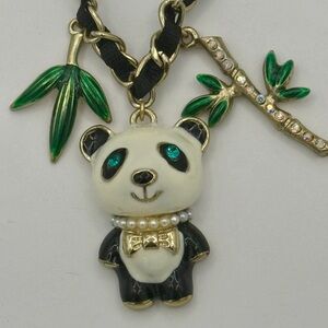 Betsey Johnson Panda Charm Necklace with Green Accents!!!